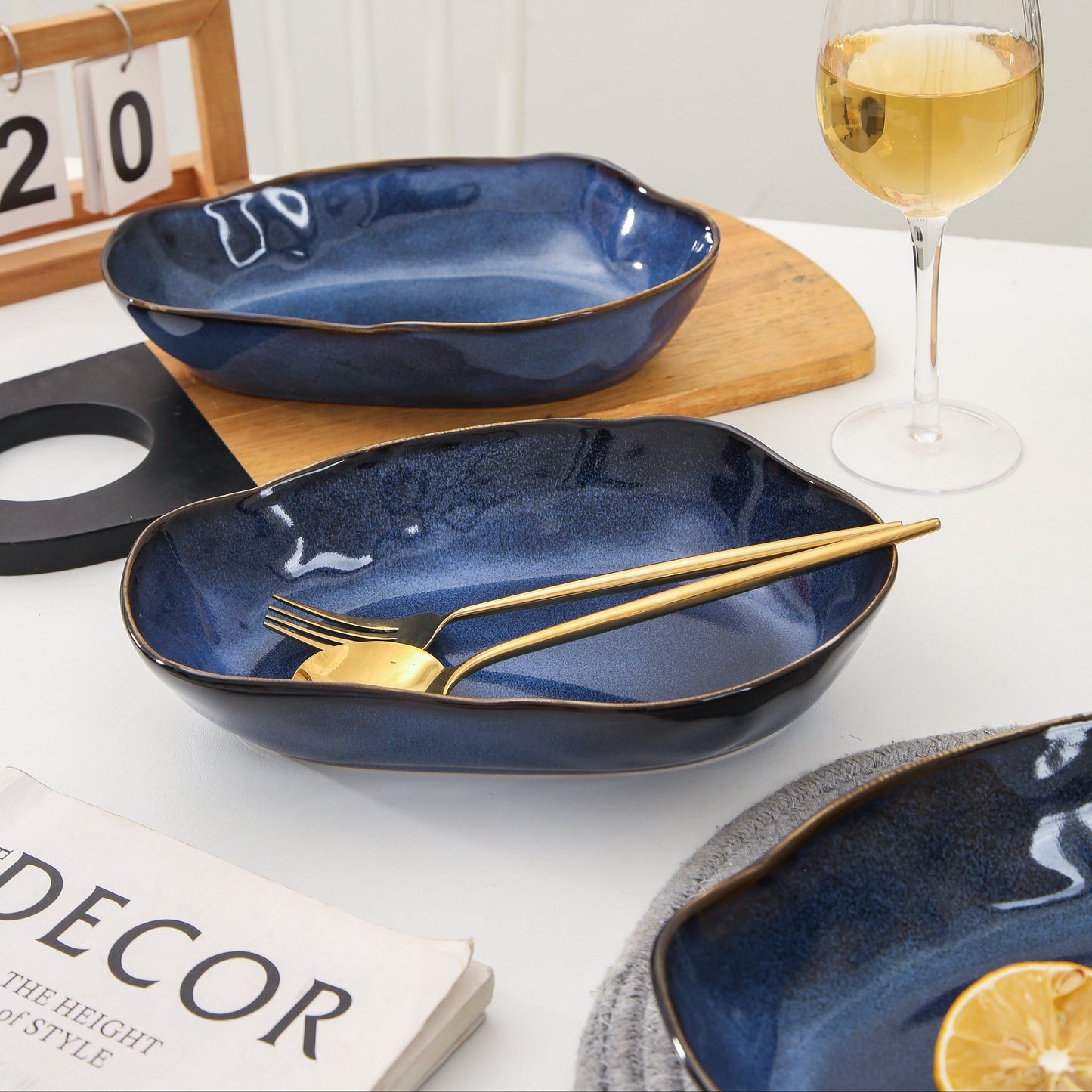 4 pcs Stoneform Oval Plate-Ocean Blue