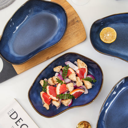 4 pcs Stoneform Oval Plate-Ocean Blue