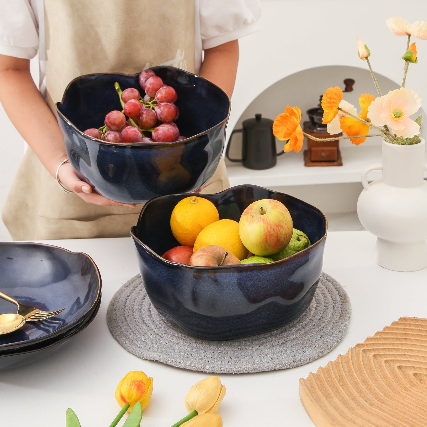 2 pcs Organic Deep Bowl- Ocean Blue