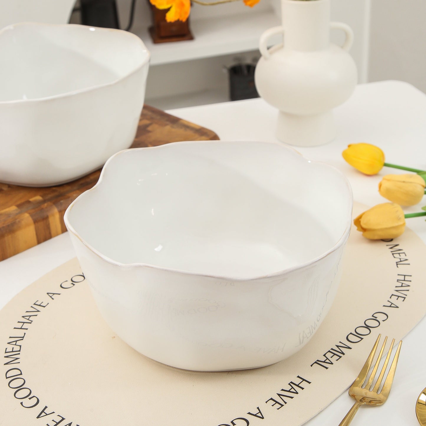2 pcs Organic Deep Bowl-Pearl White