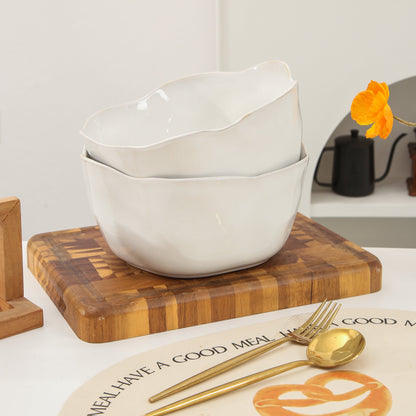 2 pcs Organic Deep Bowl-Pearl White