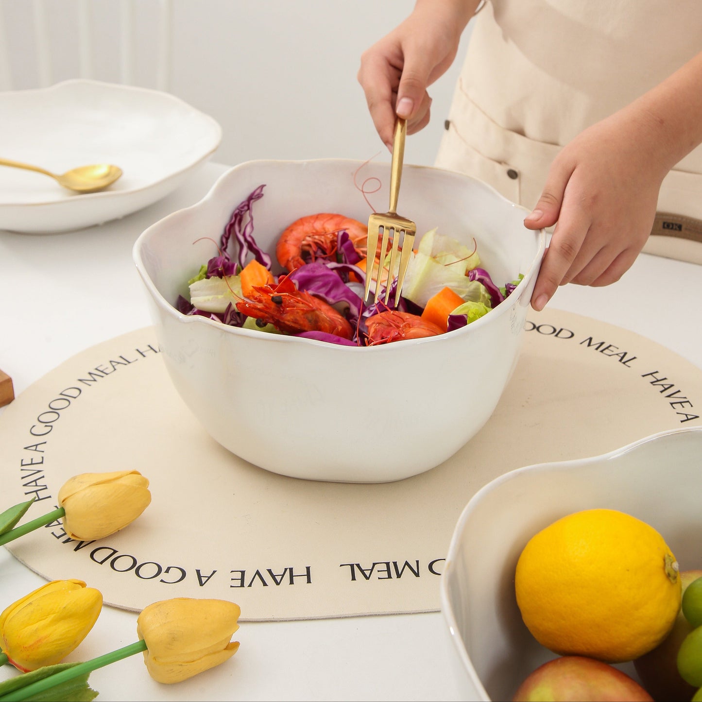 2 pcs Organic Deep Bowl-Pearl White