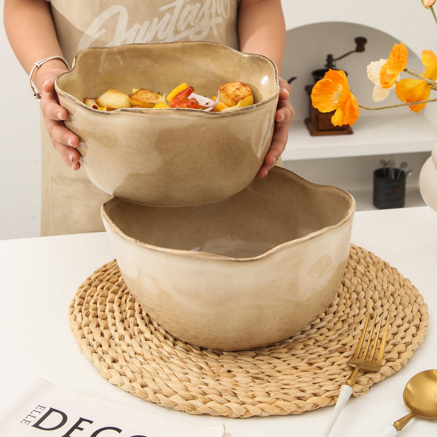 2 pcs Organic Deep Bowl-Crema