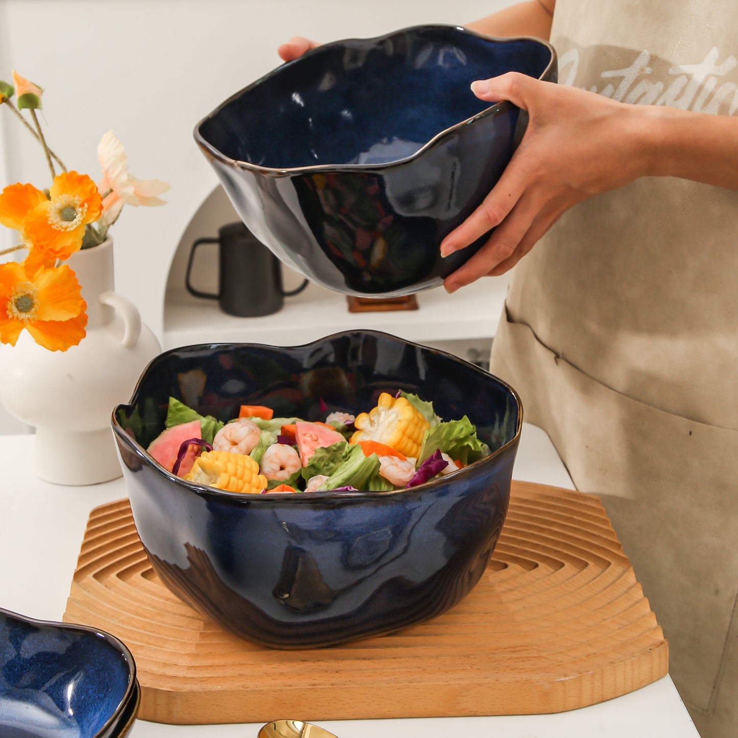 2 pcs Organic Deep Bowl- Ocean Blue