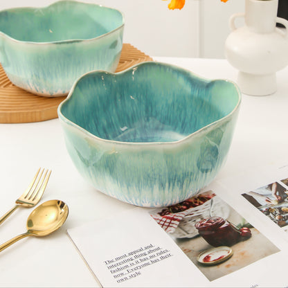 2 pcs Organic Deep Bowl- Aqua Blue