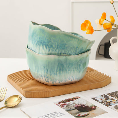 2 pcs Organic Deep Bowl- Aqua Blue