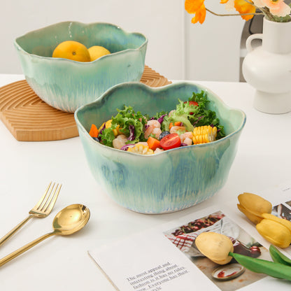 2 pcs Organic Deep Bowl- Aqua Blue