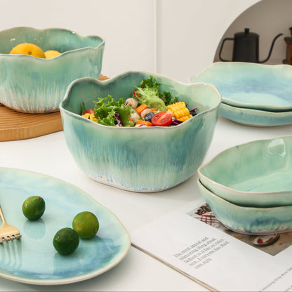 2 pcs Organic Deep Bowl- Aqua Blue