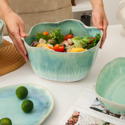 2 pcs Organic Deep Bowl- Aqua Blue