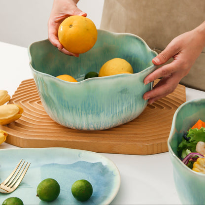 2 pcs Organic Deep Bowl- Aqua Blue