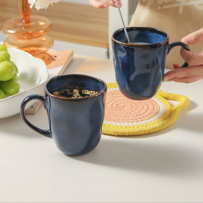 4-Piece Stoneware Mug Set in Ocean Blue