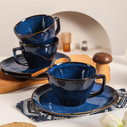 8-Piece Large Cup & Saucer Set-Ocean Blue