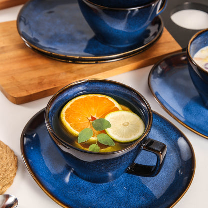 8-Piece Large Cup & Saucer Set-Ocean Blue