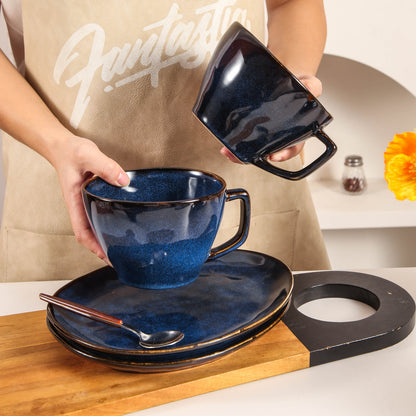 8-Piece Large Cup & Saucer Set-Ocean Blue