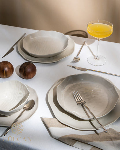 Fiora beige ceramic dinnerware set image 2