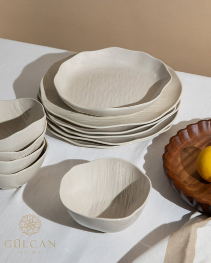 Fiora beige ceramic dinnerware set image 4