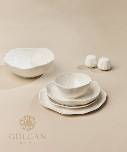 Fiora beige ceramic dinnerware set image 16