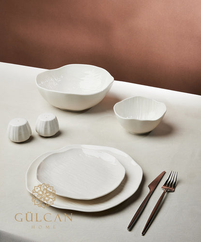Fiora beige ceramic dinnerware set image 15