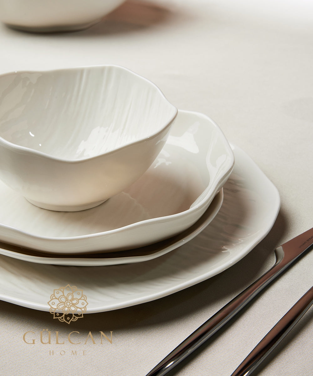 Fiora beige ceramic dinnerware set image 14