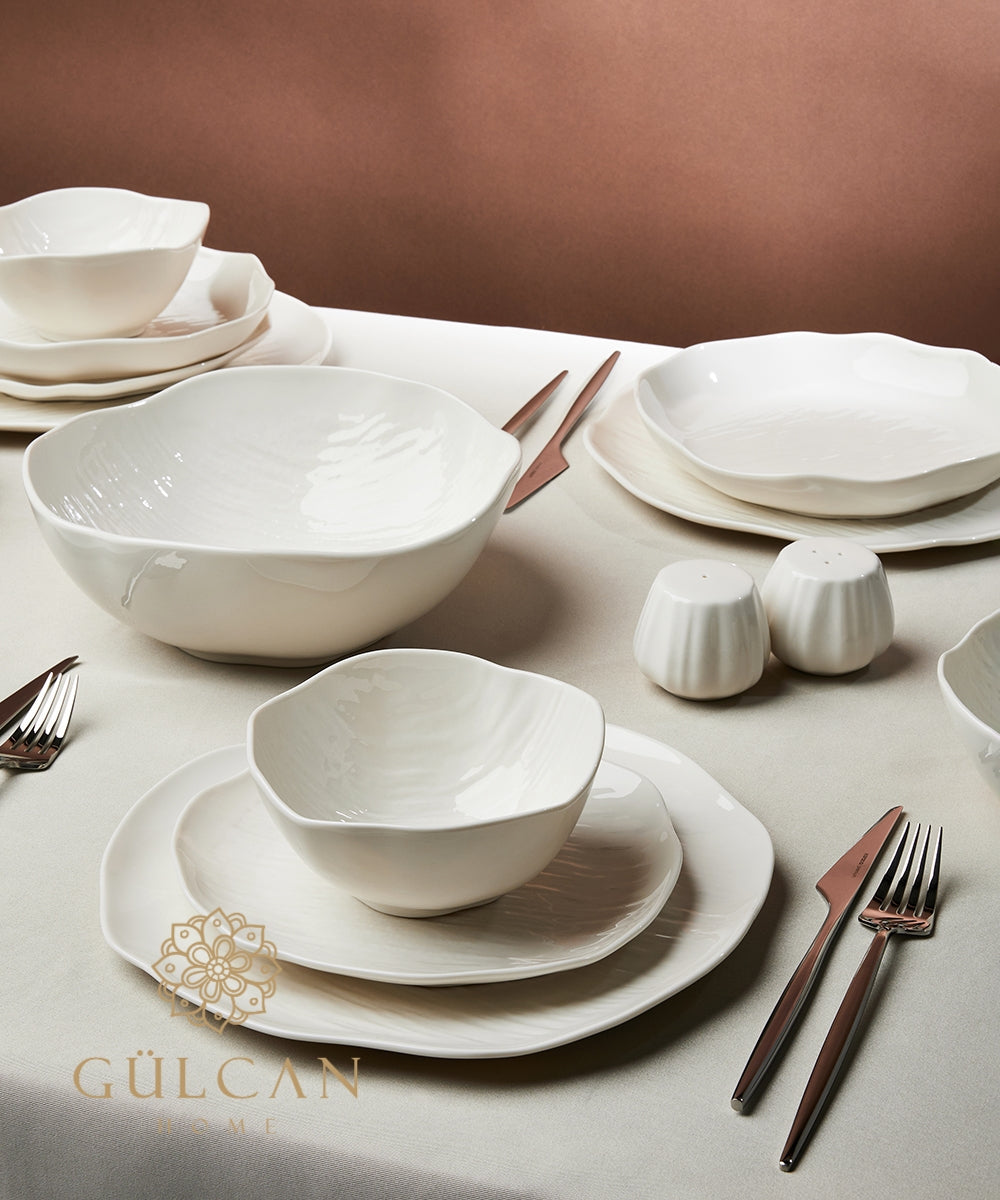 Fiora beige ceramic dinnerware set image 13