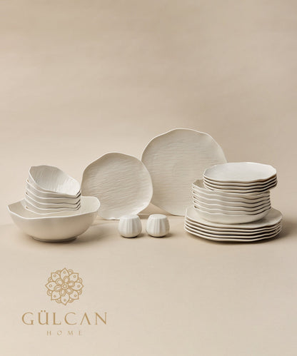 Fiora beige ceramic dinnerware set image 10