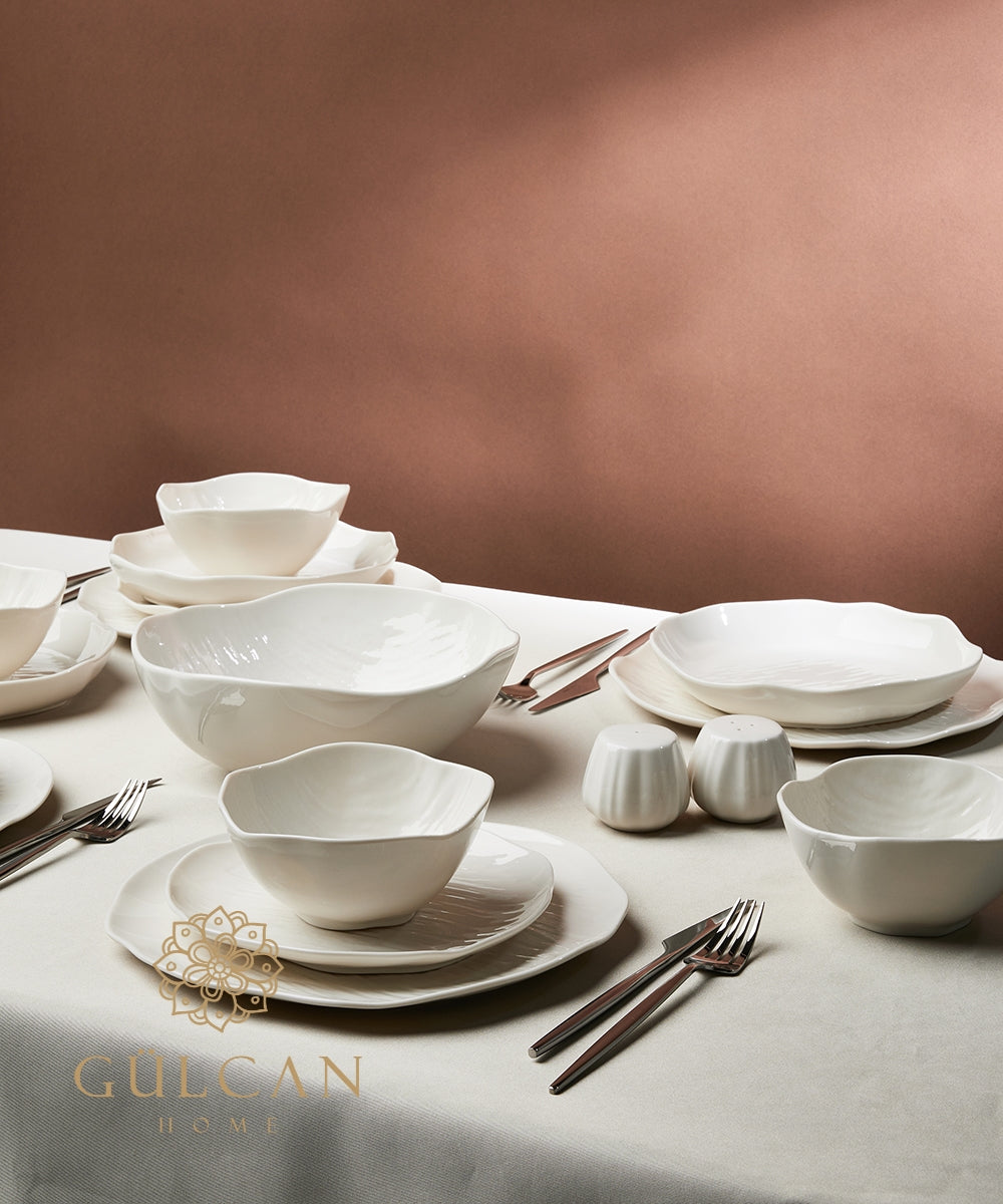 Fiora beige ceramic dinnerware set image 12