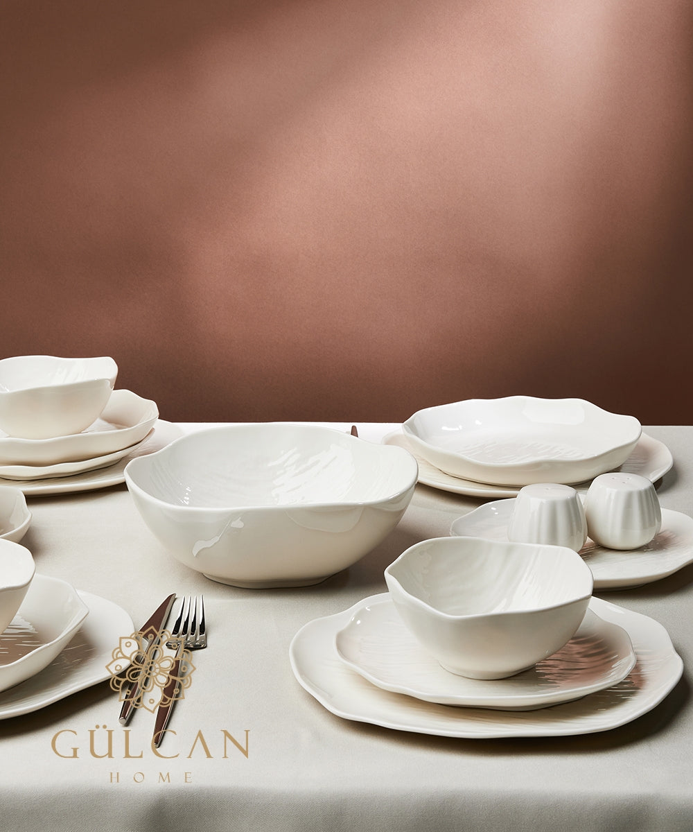 Fiora beige ceramic dinnerware set image 11