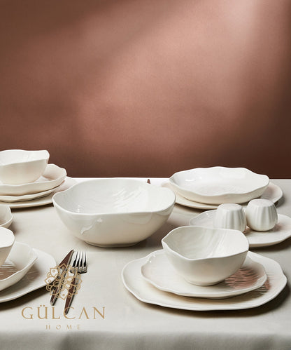 Fiora beige ceramic dinnerware set image 11