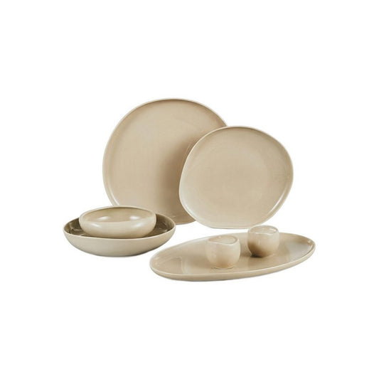 Almina Wave Biscuit 27-piece porcelain dinnerware set for 6
